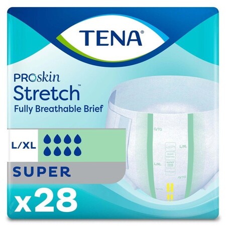 Tena Proskin Stretch Super Tena Stretch Super Incontinence Brief, Large / Extra Large, 28PK 67903